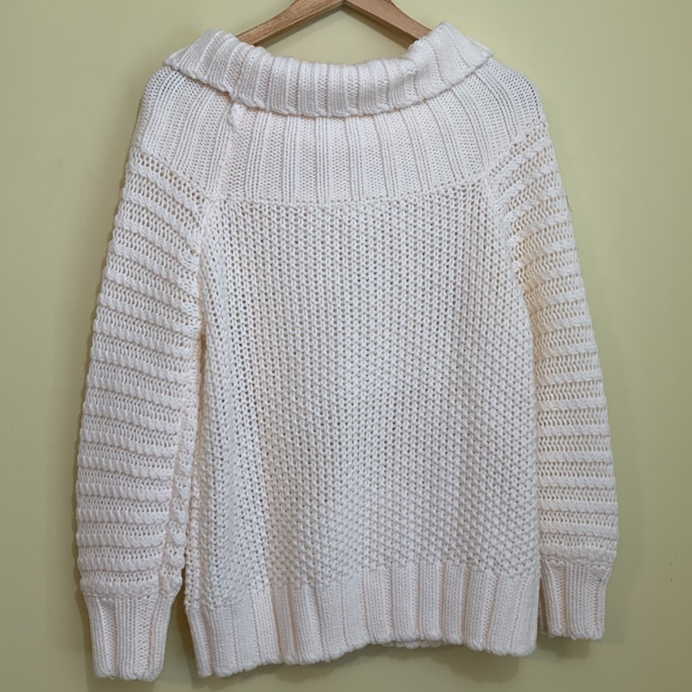 H & M | NWT Cream Chunky Knit Long Sleeve Cowl Neck Pointelle Sweater S - Picture 12 of 15